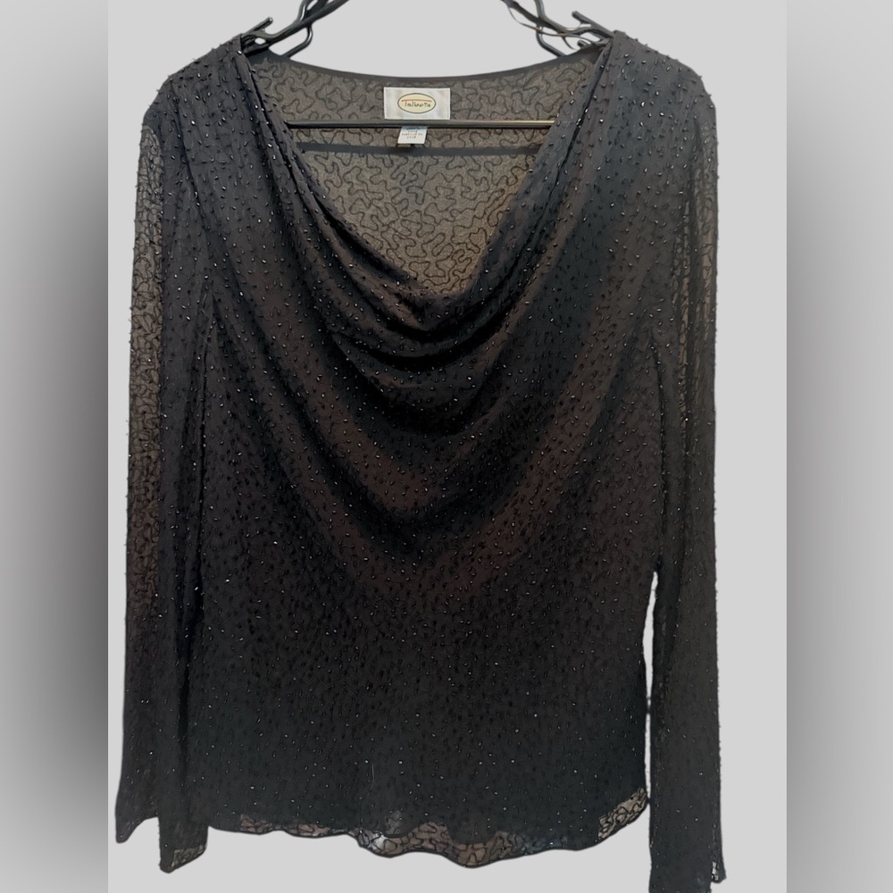 Talbots Black Beaded Blouse